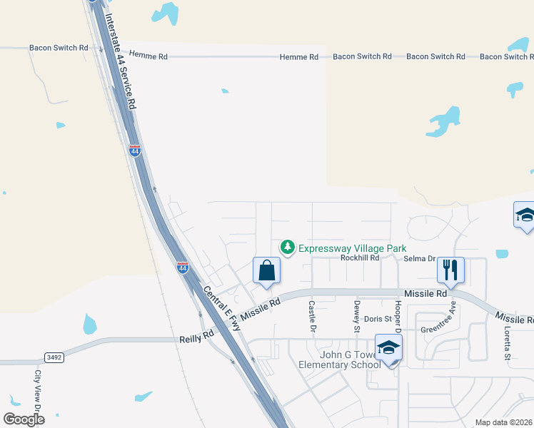 map of restaurants, bars, coffee shops, grocery stores, and more near 5529 Lucky Lane in Wichita Falls