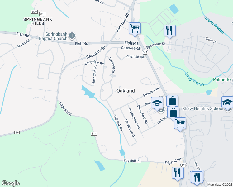 map of restaurants, bars, coffee shops, grocery stores, and more near 5469 Meadow Drive in Sumter
