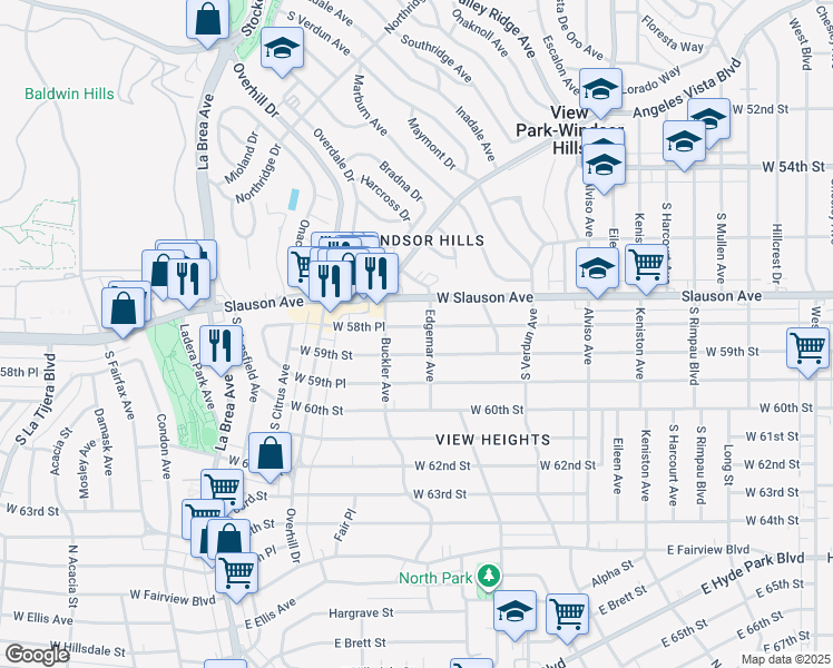 map of restaurants, bars, coffee shops, grocery stores, and more near 4312 West 58th Place in Los Angeles