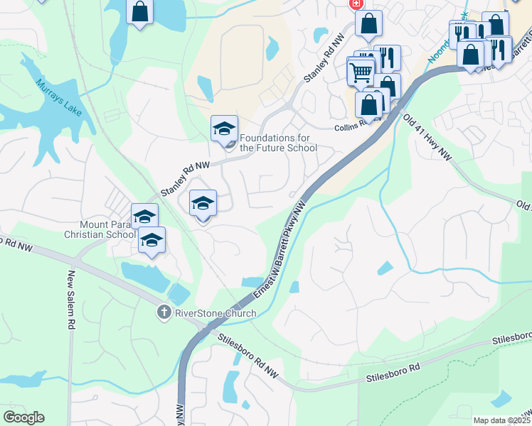 map of restaurants, bars, coffee shops, grocery stores, and more near 1346 Dukes Creek Drive in Kennesaw