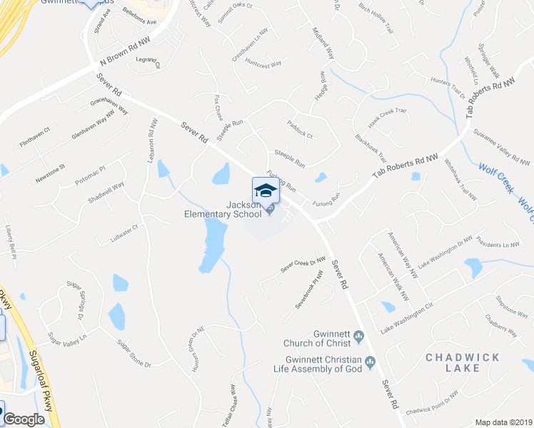 map of restaurants, bars, coffee shops, grocery stores, and more near 1970 Sever Road Northwest in Lawrenceville