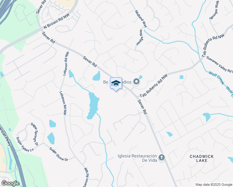 map of restaurants, bars, coffee shops, grocery stores, and more near 1970 Sever Road Northwest in Lawrenceville