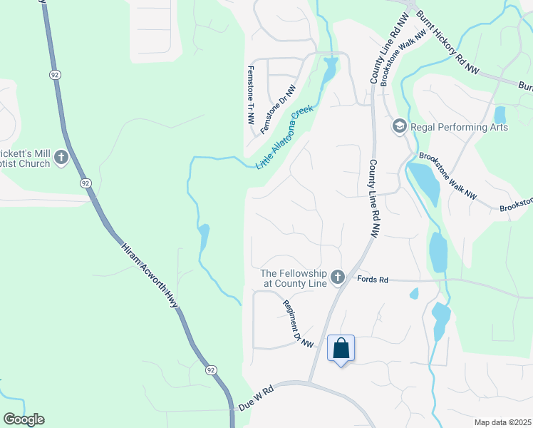 map of restaurants, bars, coffee shops, grocery stores, and more near 6236 Benbrooke Drive Northwest in Acworth