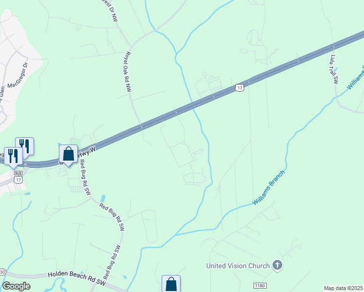 map of restaurants, bars, coffee shops, grocery stores, and more near in Shallotte