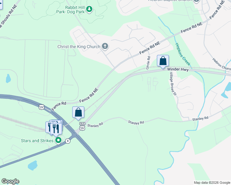 map of restaurants, bars, coffee shops, grocery stores, and more near 1944 Winder Highway in Dacula
