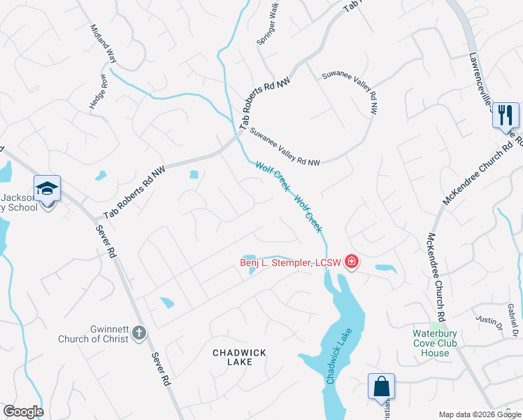 map of restaurants, bars, coffee shops, grocery stores, and more near 1031 Eagle's Ridge Court in Lawrenceville