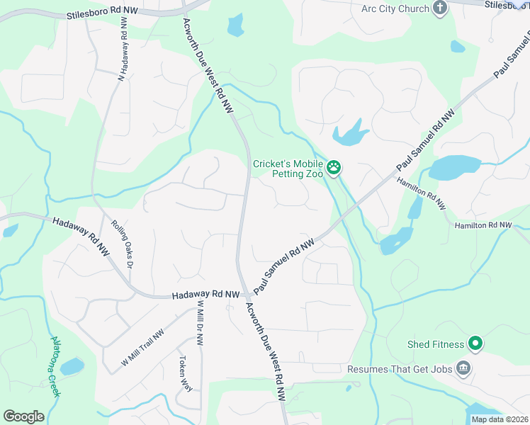 map of restaurants, bars, coffee shops, grocery stores, and more near 4055 Cooks Farm Drive Northwest in Kennesaw