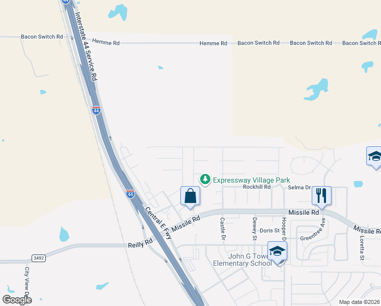 map of restaurants, bars, coffee shops, grocery stores, and more near 2504 Tinker Trail in Wichita Falls