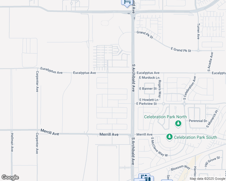 map of restaurants, bars, coffee shops, grocery stores, and more near 2622 East Embry Lane in Ontario