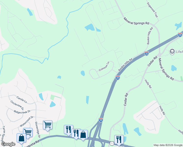 map of restaurants, bars, coffee shops, grocery stores, and more near 205 Winterberry Loop in Lexington