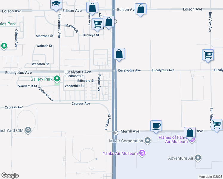 map of restaurants, bars, coffee shops, grocery stores, and more near 14571 Longwood Avenue in Chino