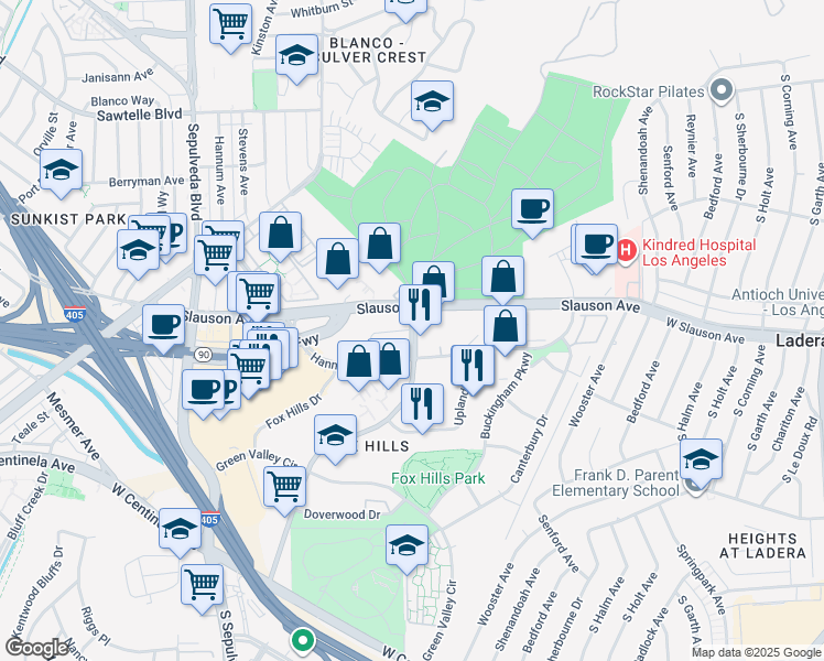 map of restaurants, bars, coffee shops, grocery stores, and more near 800 Corporate Pointe in Culver City
