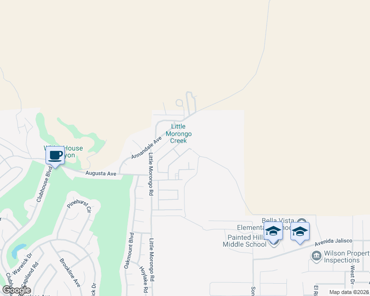 map of restaurants, bars, coffee shops, grocery stores, and more near 8313 Meadows Way in Desert Hot Springs