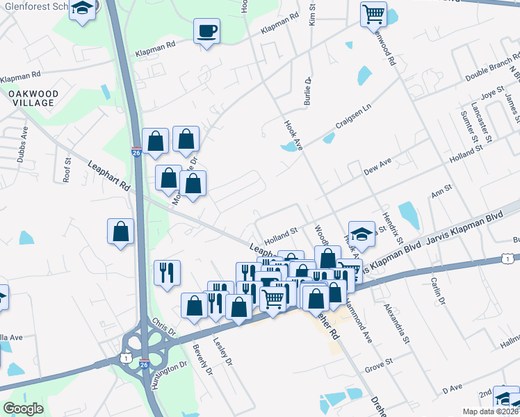 map of restaurants, bars, coffee shops, grocery stores, and more near 2119 Lazy Pines Drive in West Columbia