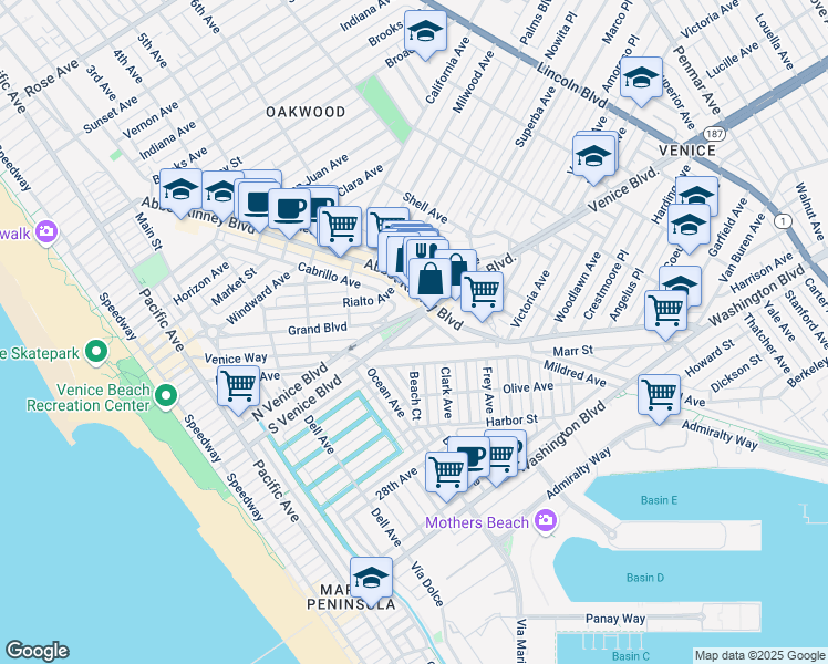 map of restaurants, bars, coffee shops, grocery stores, and more near in 