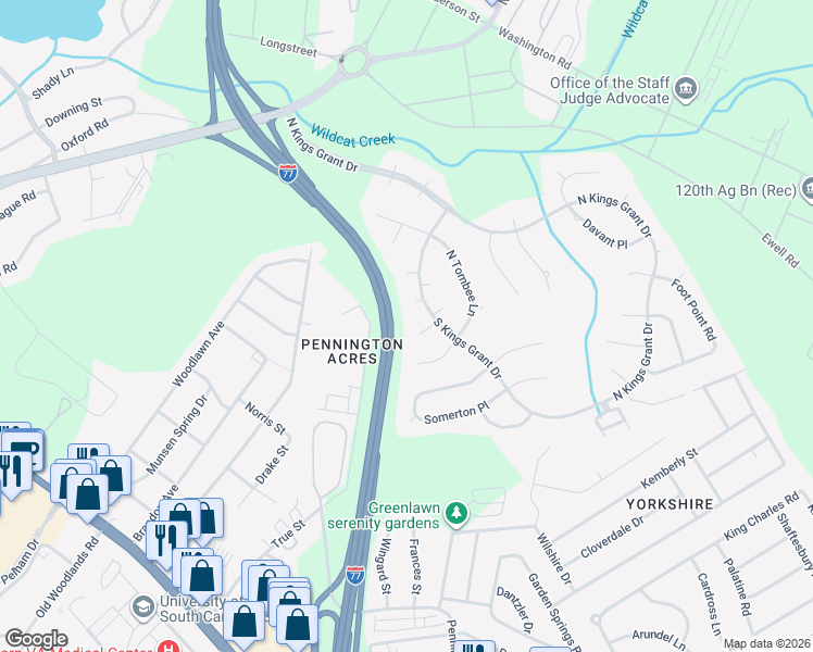 map of restaurants, bars, coffee shops, grocery stores, and more near 5 Trimblestone Court in Columbia