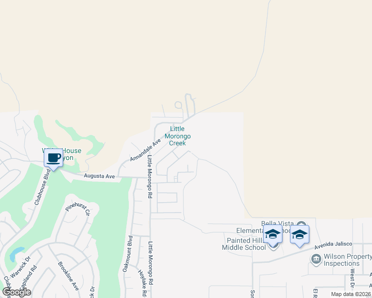 map of restaurants, bars, coffee shops, grocery stores, and more near 8311 Meadows Way in Desert Hot Springs