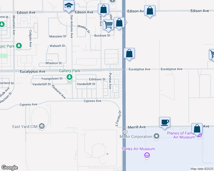 map of restaurants, bars, coffee shops, grocery stores, and more near 14562 Rochester Avenue in Chino