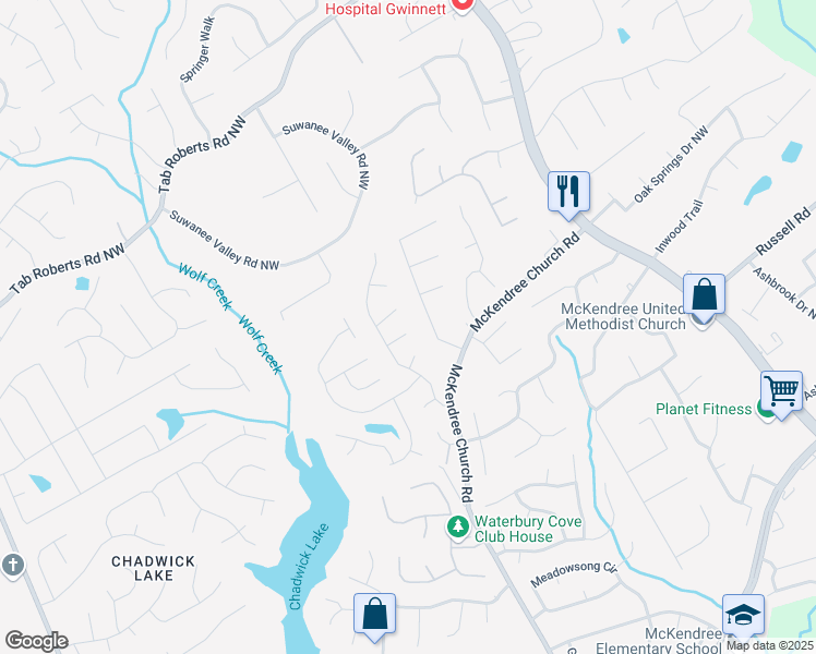 map of restaurants, bars, coffee shops, grocery stores, and more near 817 Hillary Court in Lawrenceville