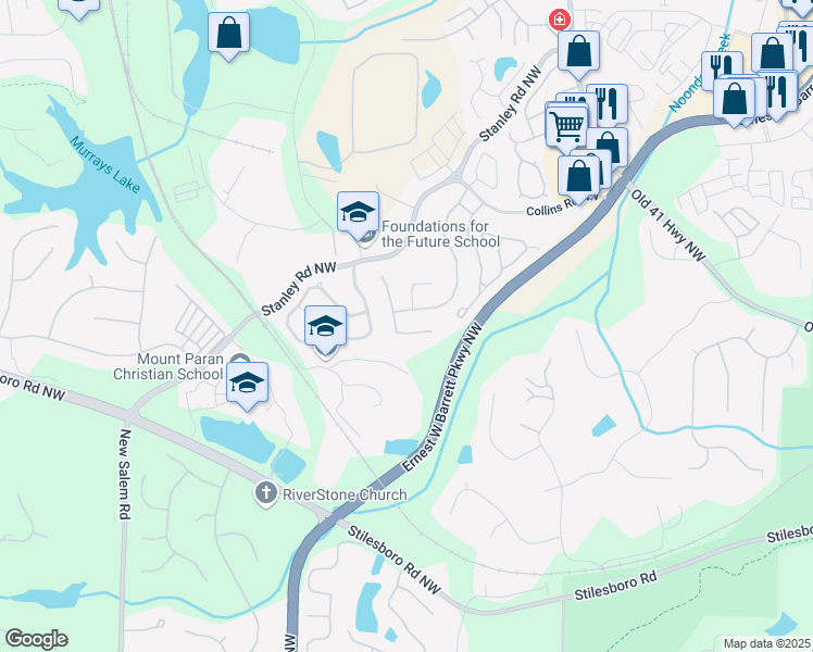 map of restaurants, bars, coffee shops, grocery stores, and more near 1353 Dukes Creek Drive in Kennesaw