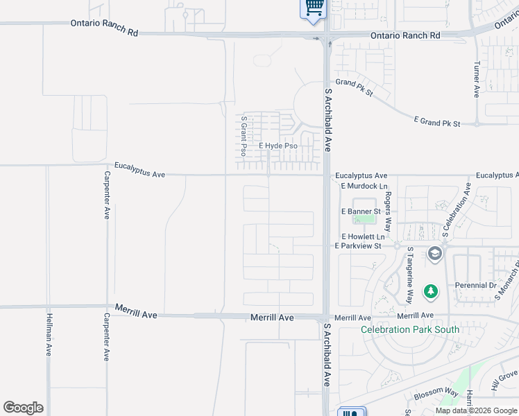 map of restaurants, bars, coffee shops, grocery stores, and more near 14610 Archibald Avenue in Ontario