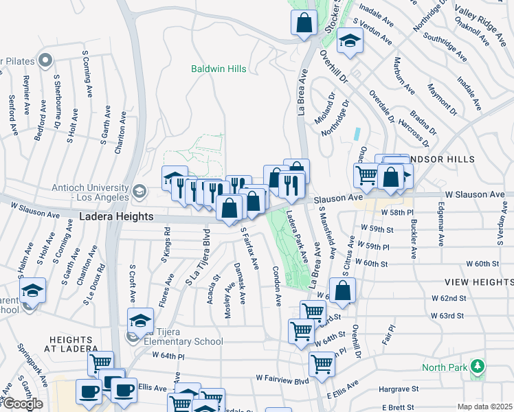 map of restaurants, bars, coffee shops, grocery stores, and more near 5719 1/2 Condon Avenue in Los Angeles