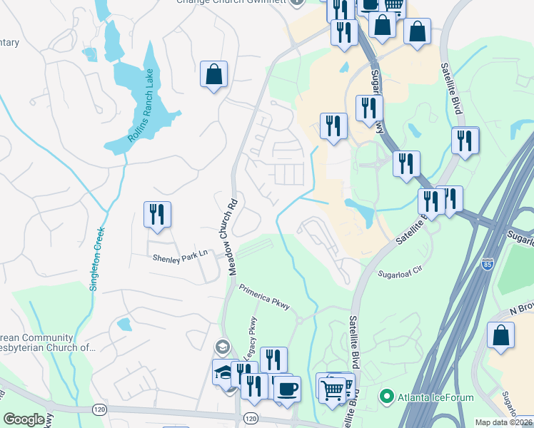 map of restaurants, bars, coffee shops, grocery stores, and more near 2528 Gadsen Walk Northwest in Duluth