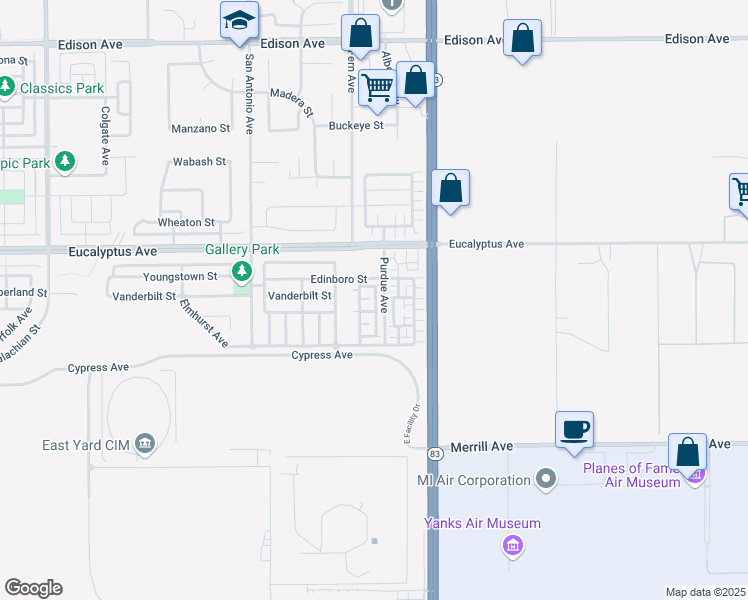 map of restaurants, bars, coffee shops, grocery stores, and more near 14554 Rochester Avenue in Chino