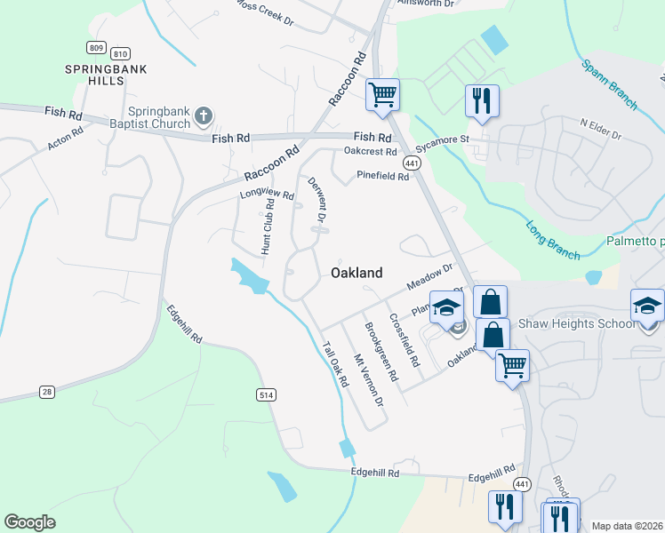 map of restaurants, bars, coffee shops, grocery stores, and more near 11 Valleybrook Court in Sumter