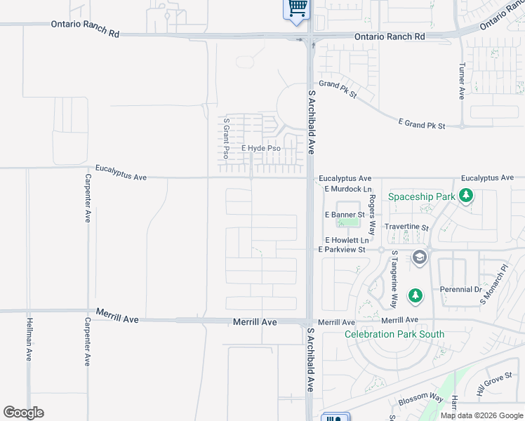 map of restaurants, bars, coffee shops, grocery stores, and more near 14610 South Archibald Avenue in Ontario