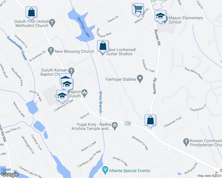 map of restaurants, bars, coffee shops, grocery stores, and more near 2965 Dogwood Creek Parkway Northwest in Duluth