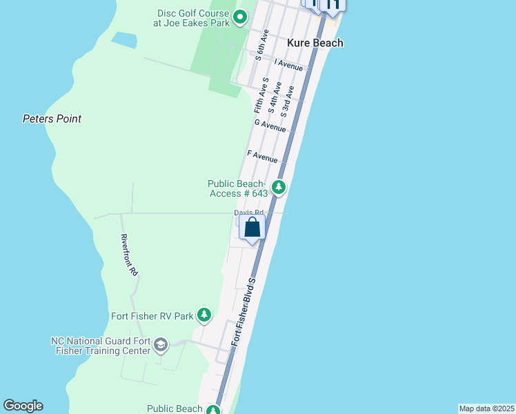 map of restaurants, bars, coffee shops, grocery stores, and more near 718-726 4th Avenue Exd in Kure Beach