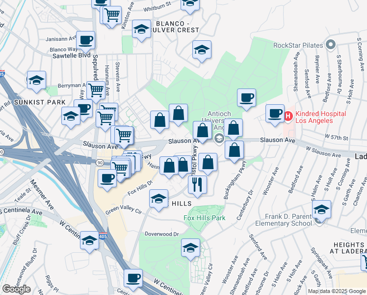 map of restaurants, bars, coffee shops, grocery stores, and more near 800 Corporate Pointe in Culver City