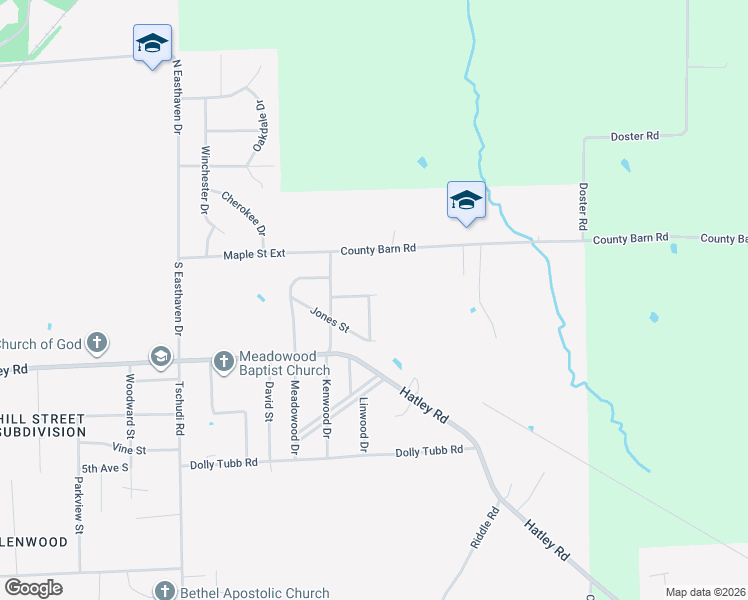 map of restaurants, bars, coffee shops, grocery stores, and more near 110 Longview Drive in Amory