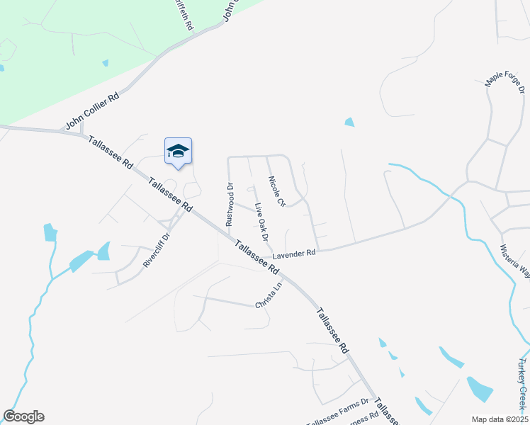 map of restaurants, bars, coffee shops, grocery stores, and more near 190 Live Oak Drive in Athens