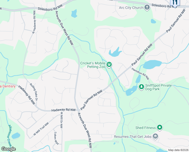 map of restaurants, bars, coffee shops, grocery stores, and more near 4030 Cooks Farm Drive Northwest in Kennesaw