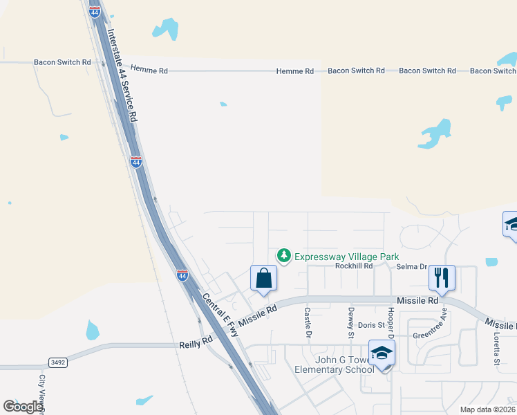 map of restaurants, bars, coffee shops, grocery stores, and more near 2504 Tinker Trail in Wichita Falls