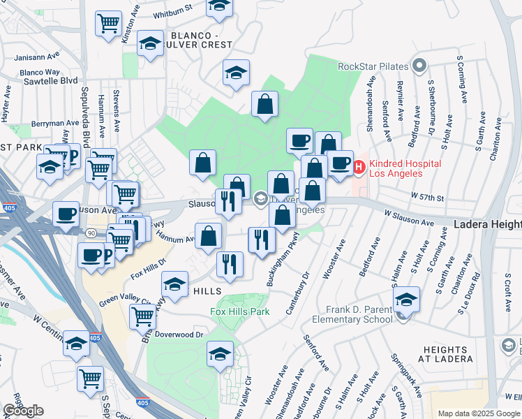 map of restaurants, bars, coffee shops, grocery stores, and more near 400 Corporate Pointe in Culver City
