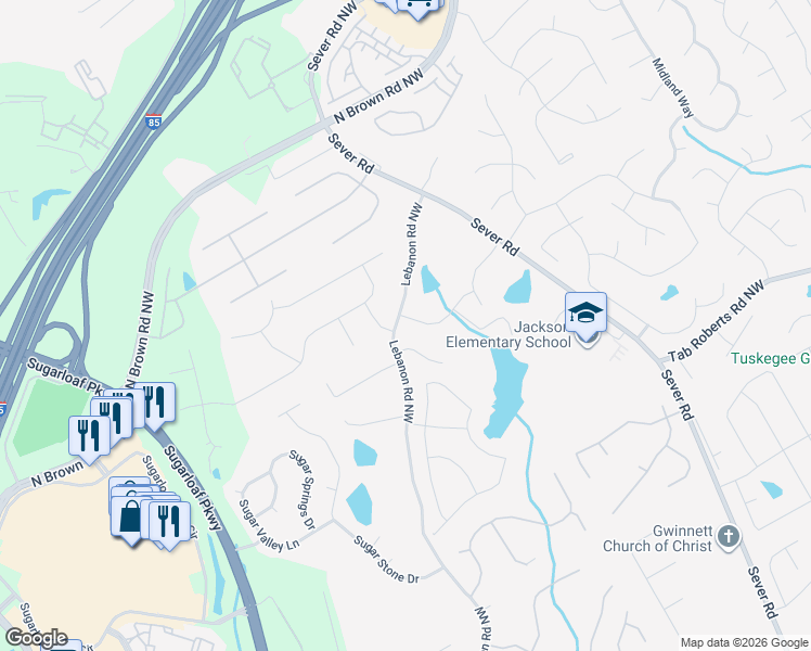 map of restaurants, bars, coffee shops, grocery stores, and more near 1544 Summer Hollow Trail in Lawrenceville