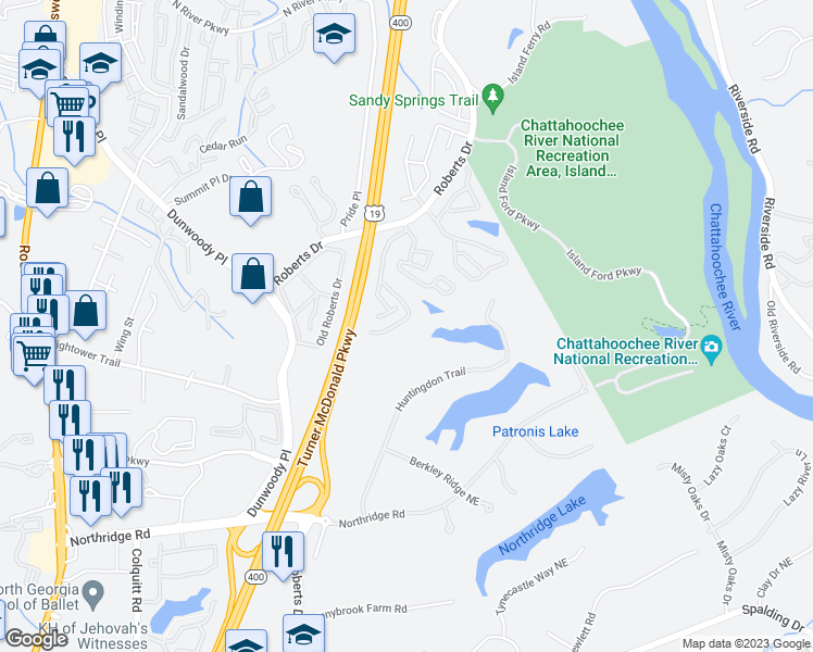 map of restaurants, bars, coffee shops, grocery stores, and more near 1001 Vicksburg Place in Atlanta