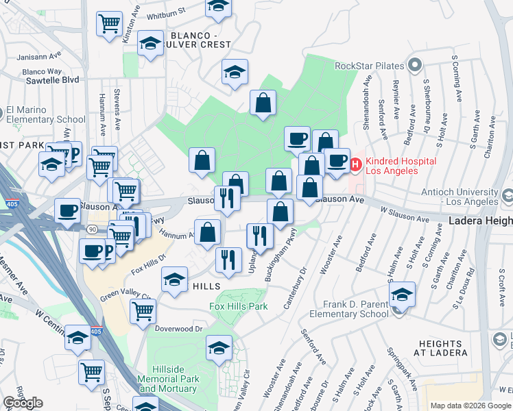 map of restaurants, bars, coffee shops, grocery stores, and more near 400 Corporate Pointe in Culver City