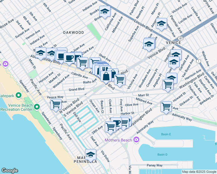 map of restaurants, bars, coffee shops, grocery stores, and more near in 