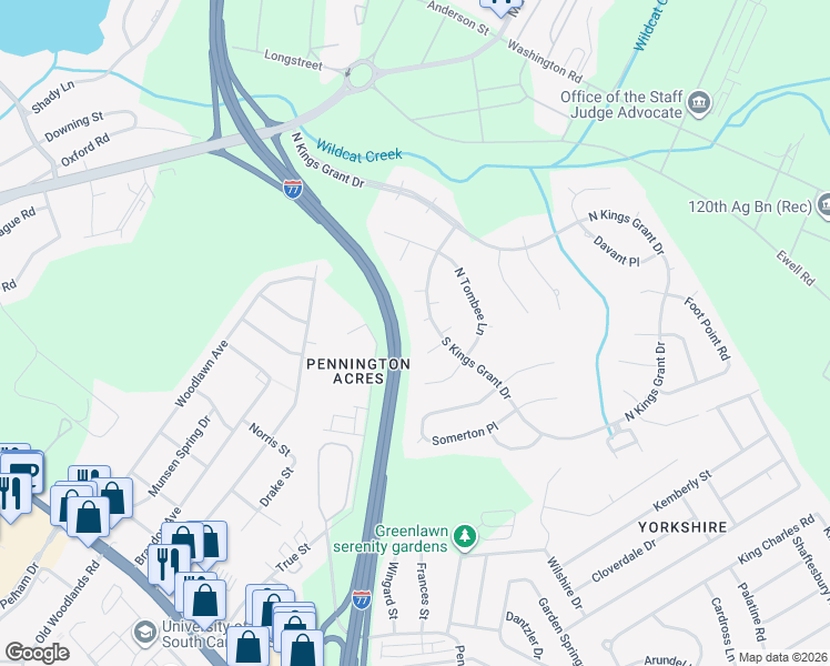 map of restaurants, bars, coffee shops, grocery stores, and more near 5 Trimblestone Ct in Columbia