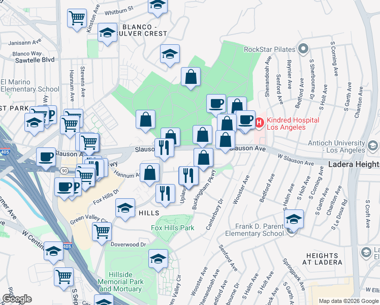 map of restaurants, bars, coffee shops, grocery stores, and more near 400 Corporate Pointe Walk in Culver City