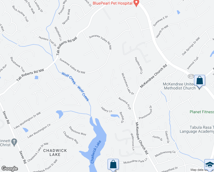 map of restaurants, bars, coffee shops, grocery stores, and more near 1559 Hillary Cove Court in Lawrenceville