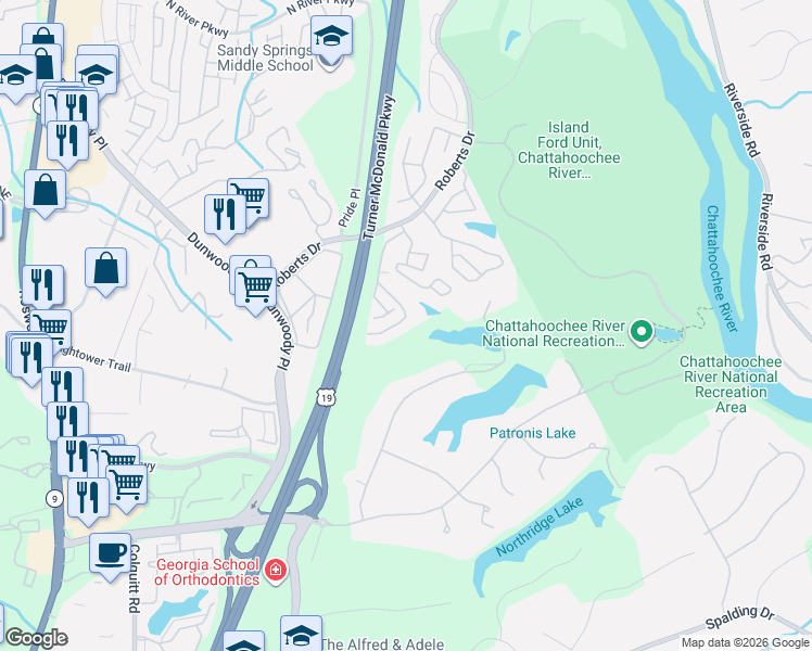 map of restaurants, bars, coffee shops, grocery stores, and more near 1001 Vicksburg Place in Atlanta
