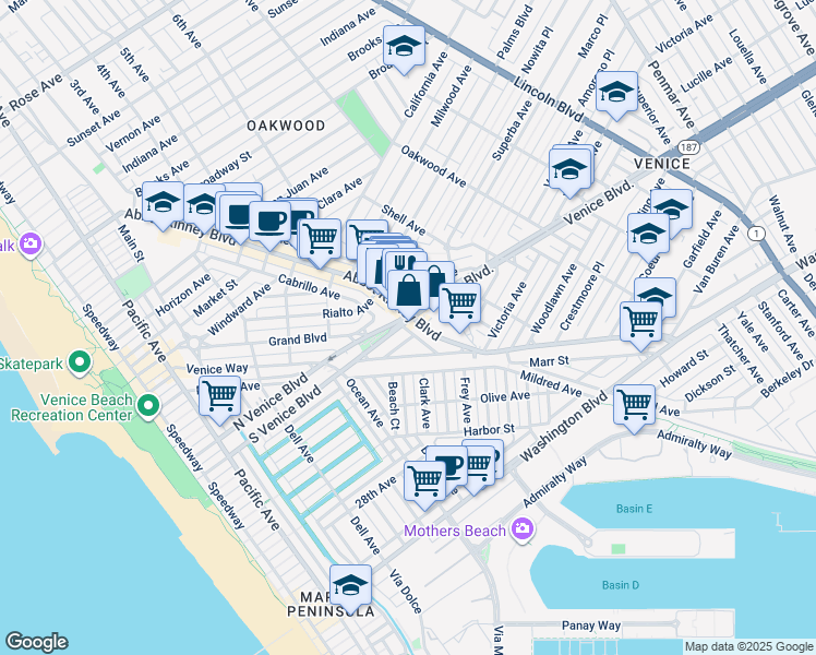 map of restaurants, bars, coffee shops, grocery stores, and more near in 