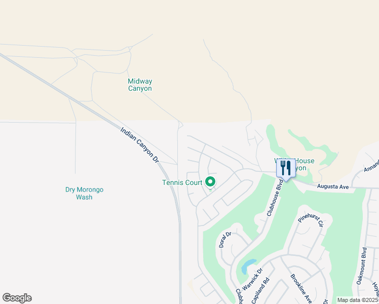 map of restaurants, bars, coffee shops, grocery stores, and more near 64057 Olympic Mountain Avenue in Desert Hot Springs