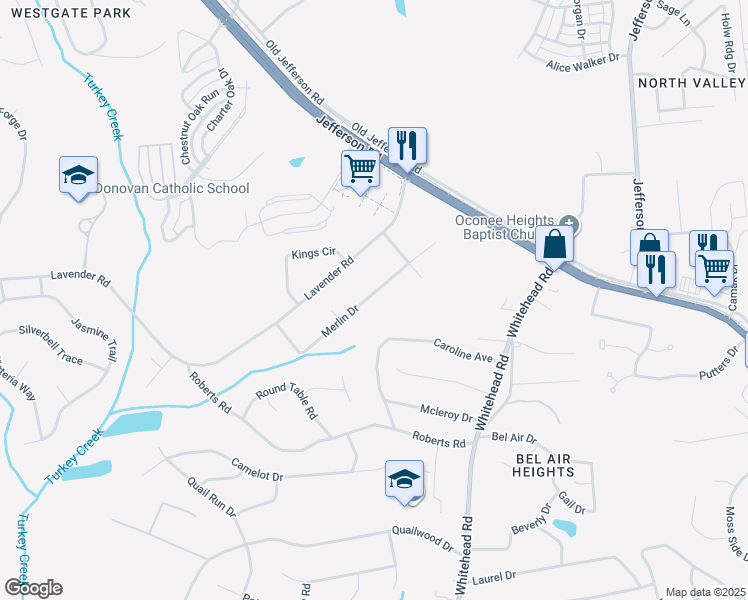 map of restaurants, bars, coffee shops, grocery stores, and more near 174 Merlin Drive in Athens
