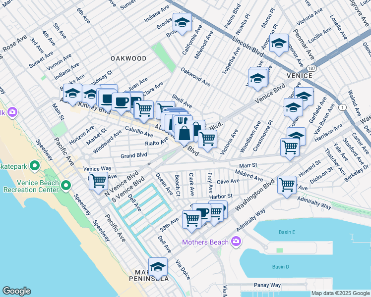 map of restaurants, bars, coffee shops, grocery stores, and more near in 